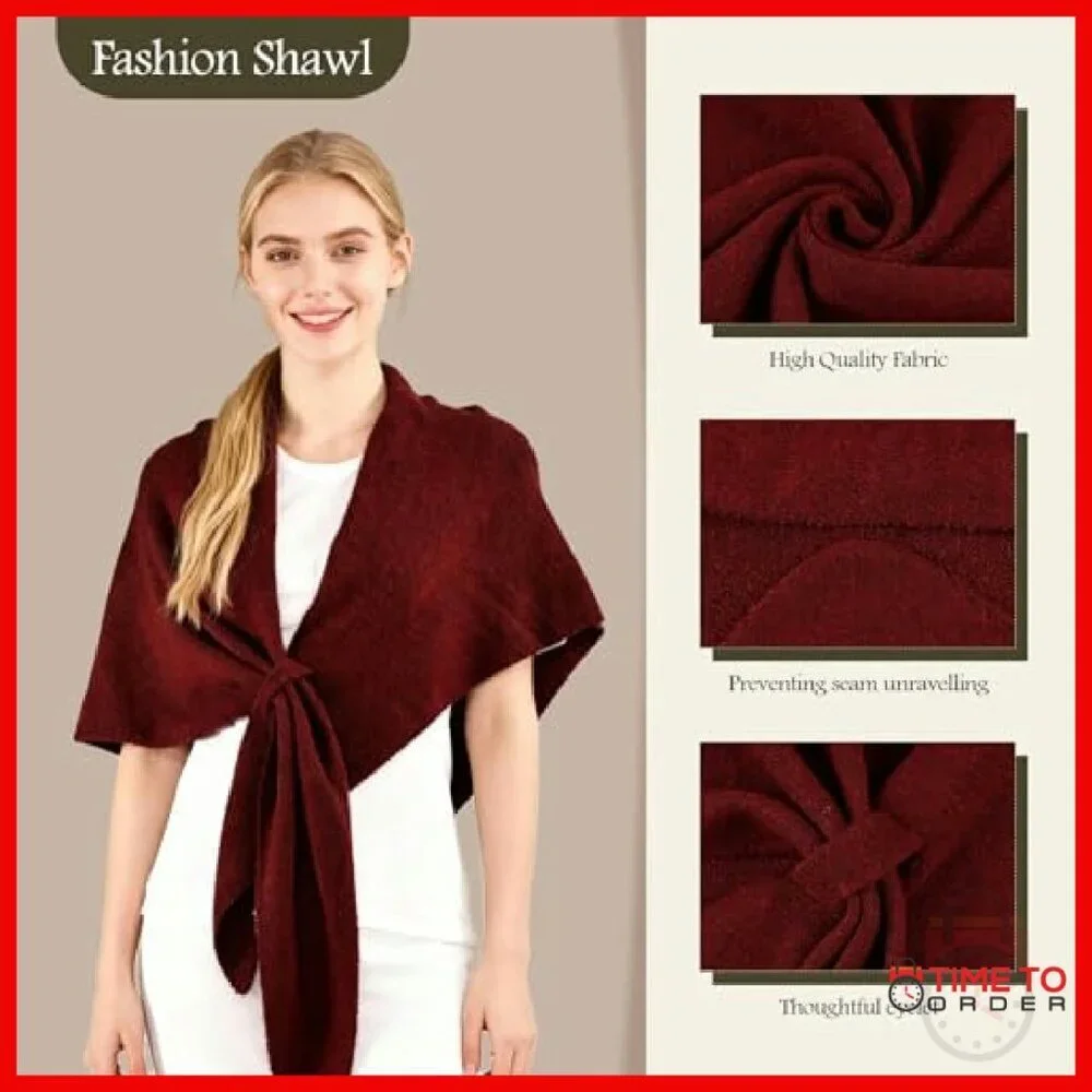 Large Knitted Triangle Shawl Scarf Pashmina Blend Winter Wrap Cape